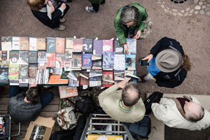 At the festival's book bazaar, 2018. Photo by Eino Ansio