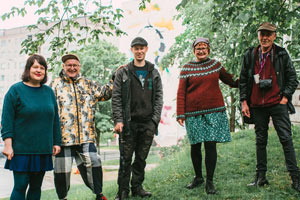 Artistic Advisory Committee of the Mural Project: Aino Suonio, Simo Ollila, artist Teemu Mäenpää, Tiina Nyrhinen & J.K. Ihalainen. Photo by Riikka Vaahtera